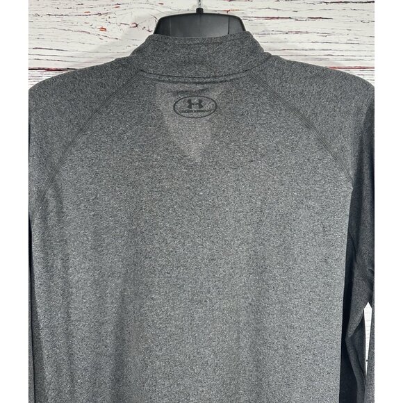 Under Armor Heat Gear Mens Long Sleeve Quarter Zip Shirt Gray Size XL Loose - Picture 8 of 11